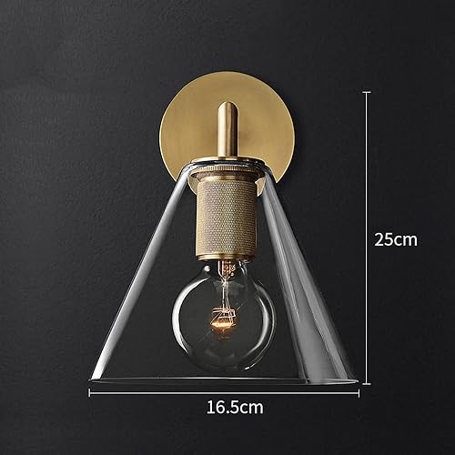 Miniatura 5 de Lámpara de pared industrial vintage para tocador con embudo de vidrio transparente, lámpara retro de metal montado en la pared E27, accesorios de