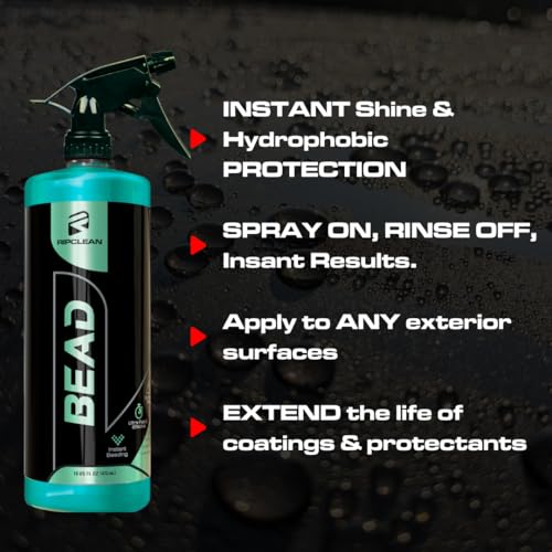 Image of Ripclean Bead - 16OZ, Hydrophobic Ceramic Spray On, No Buff, Coating for Cars and Vehicles - High Gloss Solutions for Car Paint Wheels and Glass - Spray On, Rinse Off Easy DIY Use Formula