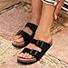 KIDMI Women's Genuine Suede Summer Sandals Arch Support Cork Footbed Slide Sandals with Double Adjustable Buckle, Black 43