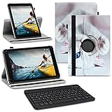 NAUC Tablet Hülle kompatibel für Medion Lifetab E Serie Tasche Bluetooth QWERTZ Tastatur Schutzhülle Keyboard Hülle, Tablet:Medion Lifetab E10312