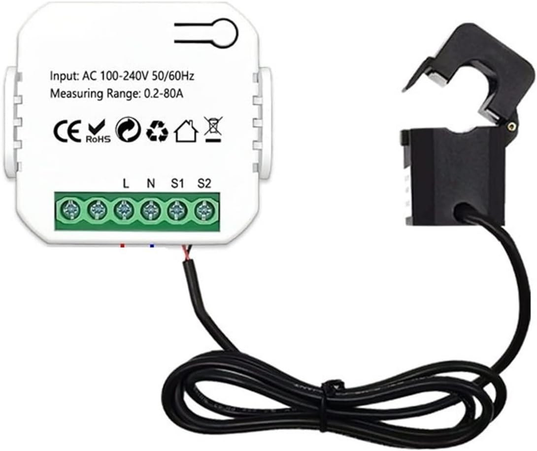 Tuya Smart Life ZigBee Energy Meter 80A with Current Transformer Clamp KWh Power Monitor Electricity Statistics