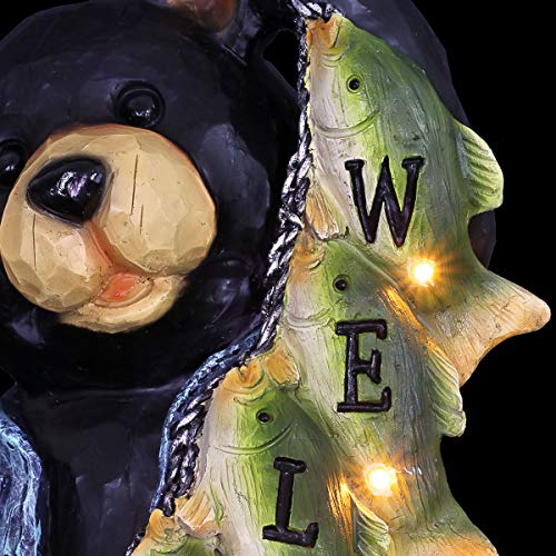 Exhart Garden Sculpture, Solar Bear Garden Statue Welcome Sign, Led Fish Lights, Outdoor Lawn And Yard Decoration, 7.5 X 7 X 13 Inch #TOP7