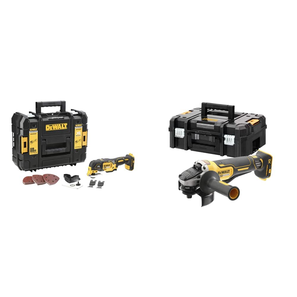 DEWALT - Multi-Cutter XR 18V - DCS355NT-XJ - L'Outil Multifonctionnel Oscillant & Meuleuse Brushless XR 18V 5Ah Li-Ion - DCG406NT-XJ - Meuleuse sans Fil avec Interrupteur à Palette