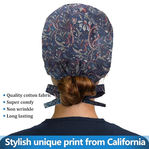 Image of ABAMERICA Working Caps with Button and Sweatband, Adjustable Working Hats for Women Men, One Size(Tie Back or Toggle)