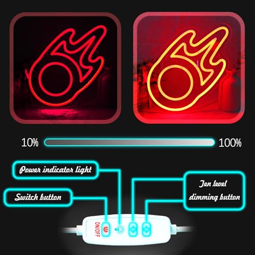Image of Gaming Black Mage Neon Sign for Wall Decor, LED Light for Bedroom, Game Room Decorations, Dimmable, 5V USB Powered, Red, 11.8 inch x 11.8 inch