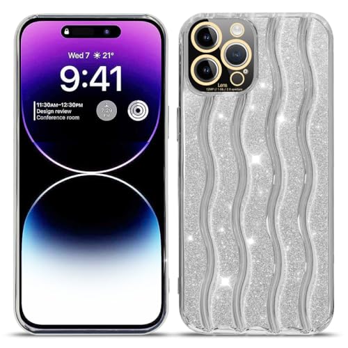 Étui de téléphone portable de luxe pour iPhone 11 design ondulé argenté