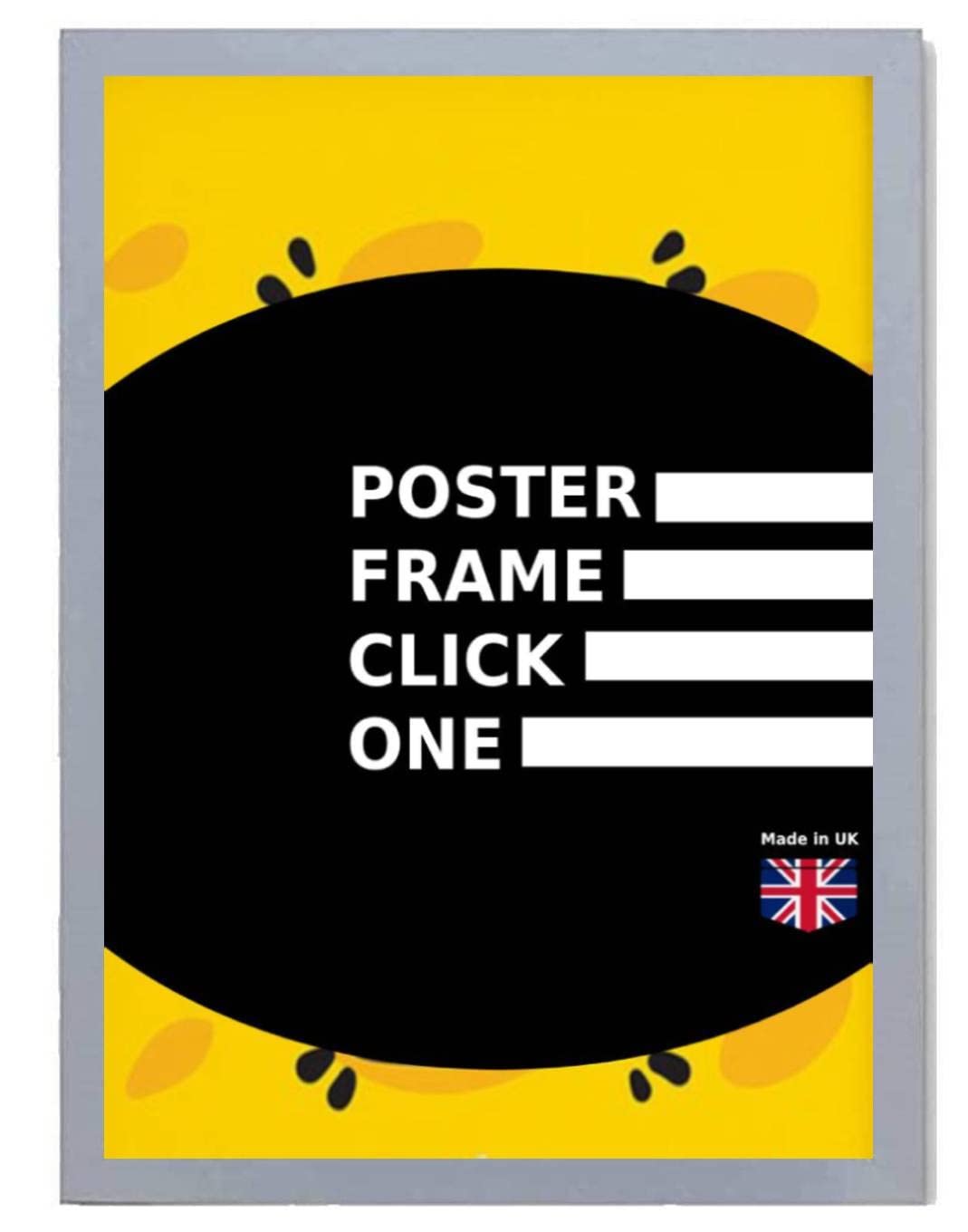 Click One Light Grey Photo Frame 51 x 36 cm Poster Display with UV Protection Acrylic Hanging Hardware for Wall Mounting Display Picture Vertically or Horizontally MDF backboard