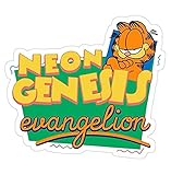 Neon Genesis Evangelion Garfield Decal Sticker - Sticker Graphic - Auto, Wall, Laptop, Cell, Truck Sticker for Windows, Cars, Trucks