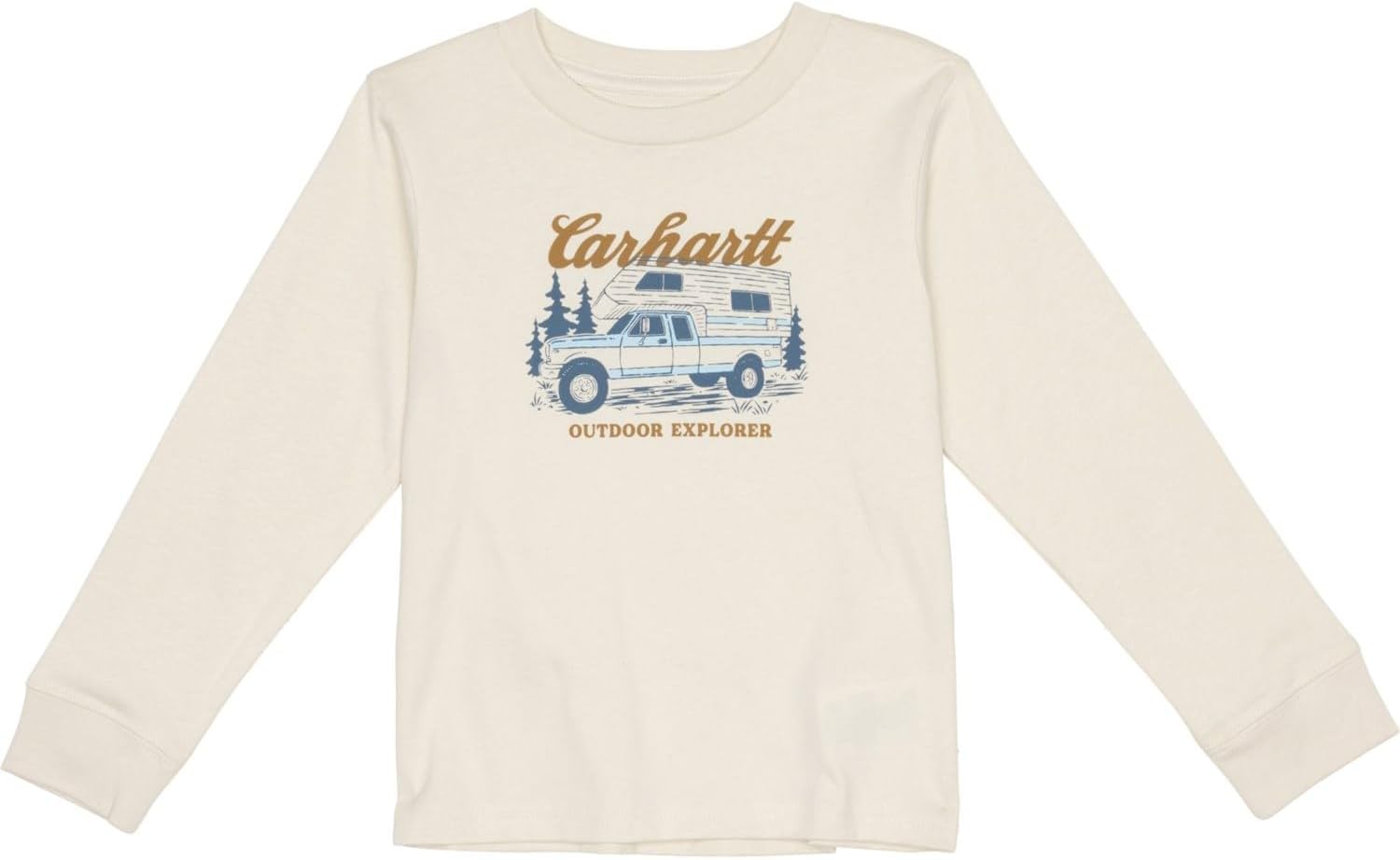 Carhartt Kid's CA6733 | Long-Sleeve Logo 'Camping' T-Shirt | Toddler Boys 4 Toddler (4T) Turtle Dove (Malt/Beige)