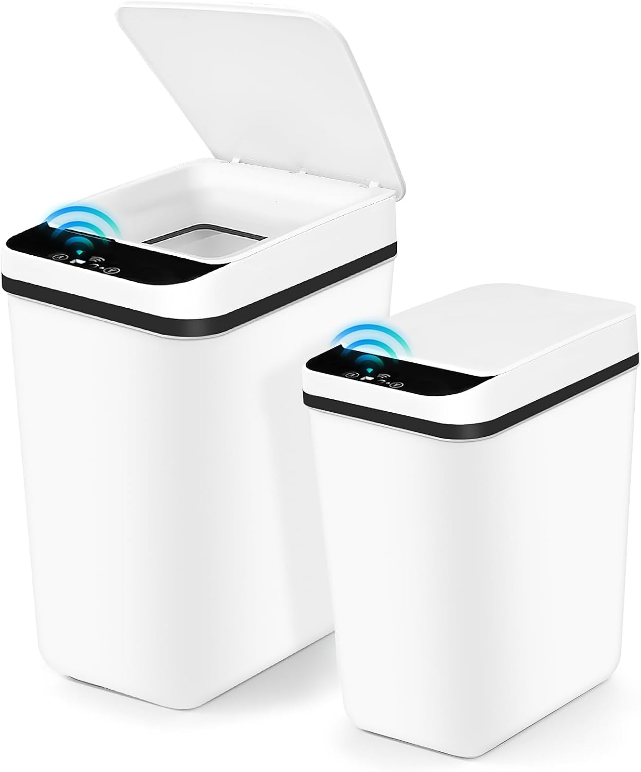 2 Pack Motion Sensor Touchless Garbage Cans, 4.7 & 3Gallon Smart Trash