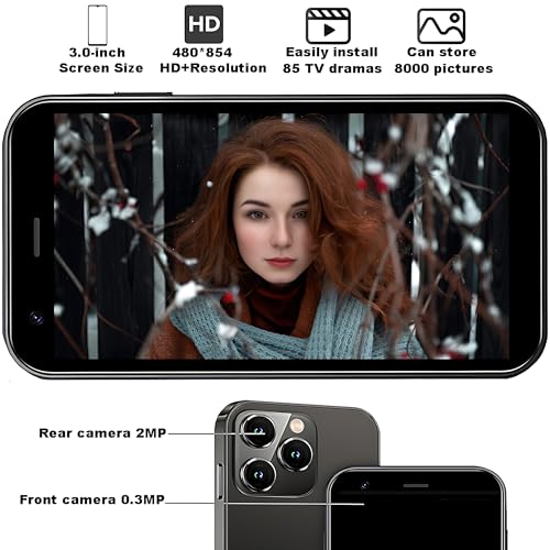 Hipipooo Mini-Telefon, entsperrtes 3G-Dual-SIM-Smartphone, 3 Zoll 1000 mAh Android 8.1 Backup-Smartphone, 2 GB + 16 GB(XS15-Schwarz) – Bild 4