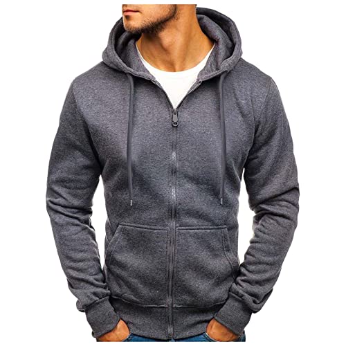 QWENTMTNTY Mens Zip Up Hoodie Winter Casual Long Sleeve Drawstring Hooded Sweatshirt Big and Tall Lightweight Jacket Outwear