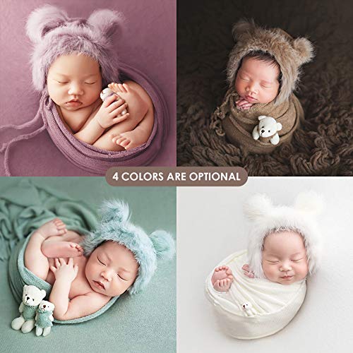 Ruiqas Pasgeboren Fotografie Prop Wrap Pluizige Hoed Beer Pop Set Baby Baby Foto Props Outfits (Kaki) - Image 8
