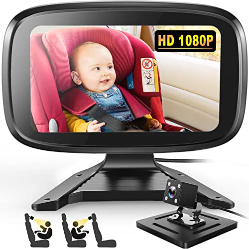 Image of Baby Car Camera HD 1080P Clear Night Vision 4.3'' Rear Facing Car Seat Mirrors with Reusable Sucker Bracket, Car Backseat Camera for Baby