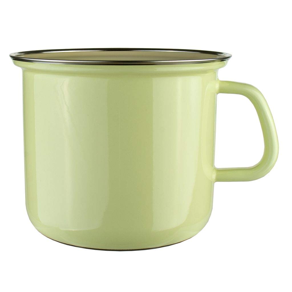 Riess Classic - Household Articles Colour/Pastel Pot with Chrome Rim, Diameter-16 Cm Yellow