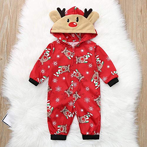 Matching Family Pajamas Set Elk Antler Hooded Romper Zipper Jumpsuit Loungewear4