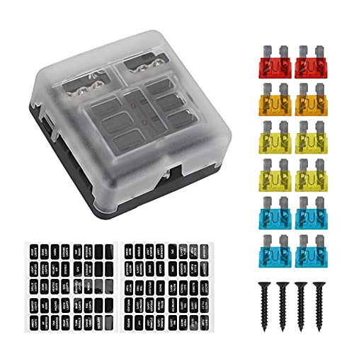 Bloc de fusibles à lame 12V 32V à 6 voies avec couvercle et indicateur LED pour voiture