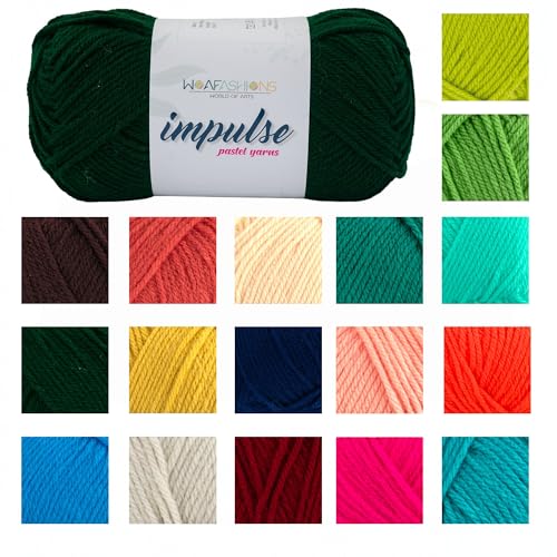 Image of WOAFashions Impulse Hand Knitting & Crochet Yarn, Premium Acrylic, 4 : Medium (Zucchini) (2x100gms / 3.5oz / 200mtr / 218yds)