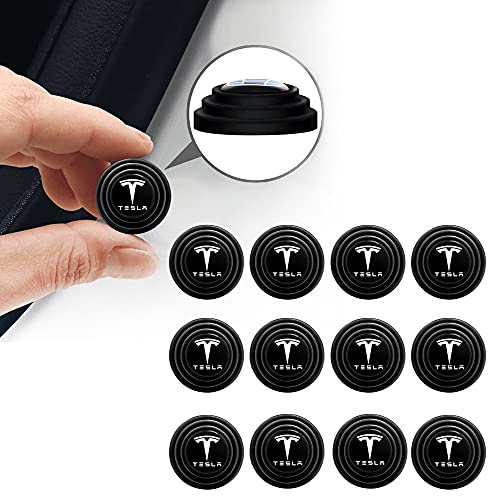 YANN Car Door Shock-Absorbing Silent Gasket Collision Avoidance Universal Car Bumper Door Edge Protector Self Adhesive Door Edge Guards Trim Universal Shock Absorbing Gaskets 12PCS (Tesla)