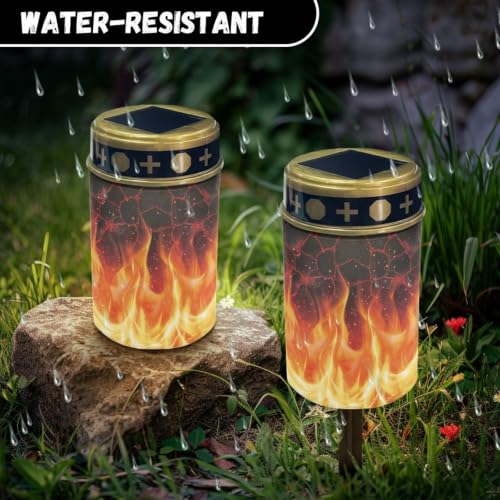 Image of Halloween Solar Flame Lights, Waterproof Flameless Candles | LED Grave Lights Cemetery Decor, Cute Ghost Solar Powered Landscape Lights for Grave Memorial Gift, Outdoor Use