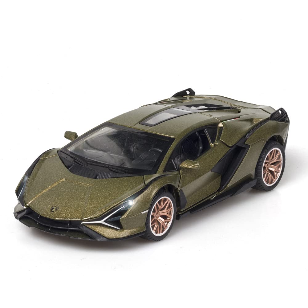 1:32 Scale Sian FKP37 Model Car Zinc Alloy Diecast Car Toys for Kids, Pull Back Toy Car Vehicle with Sound and Light Door Opening Birthday Gift for Boys Toddlers (Army Green) 2