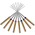 KEKU Marshmallow Roasting Sticks Set of 8 Telescoping Rotating Smores Skewers & Hot Dog Fork Kids Camping Campfire Fire Pit Accessories