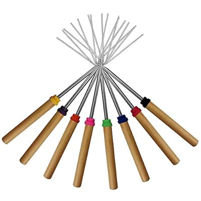 KEKU Marshmallow Roasting Sticks Set of 8 Telescoping Rotating Smores Skewers & Hot Dog Fork Kids Camping Campfire Fire Pit Accessories