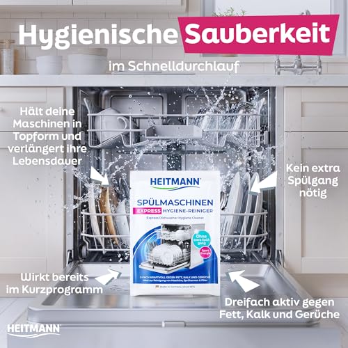 HEITMANN Spülmaschinenreiniger Express Hygiene-Reiniger 30 g | Dreifach-aktiv gegen Fett, Kalk & Gerüche… – Ansicht 4