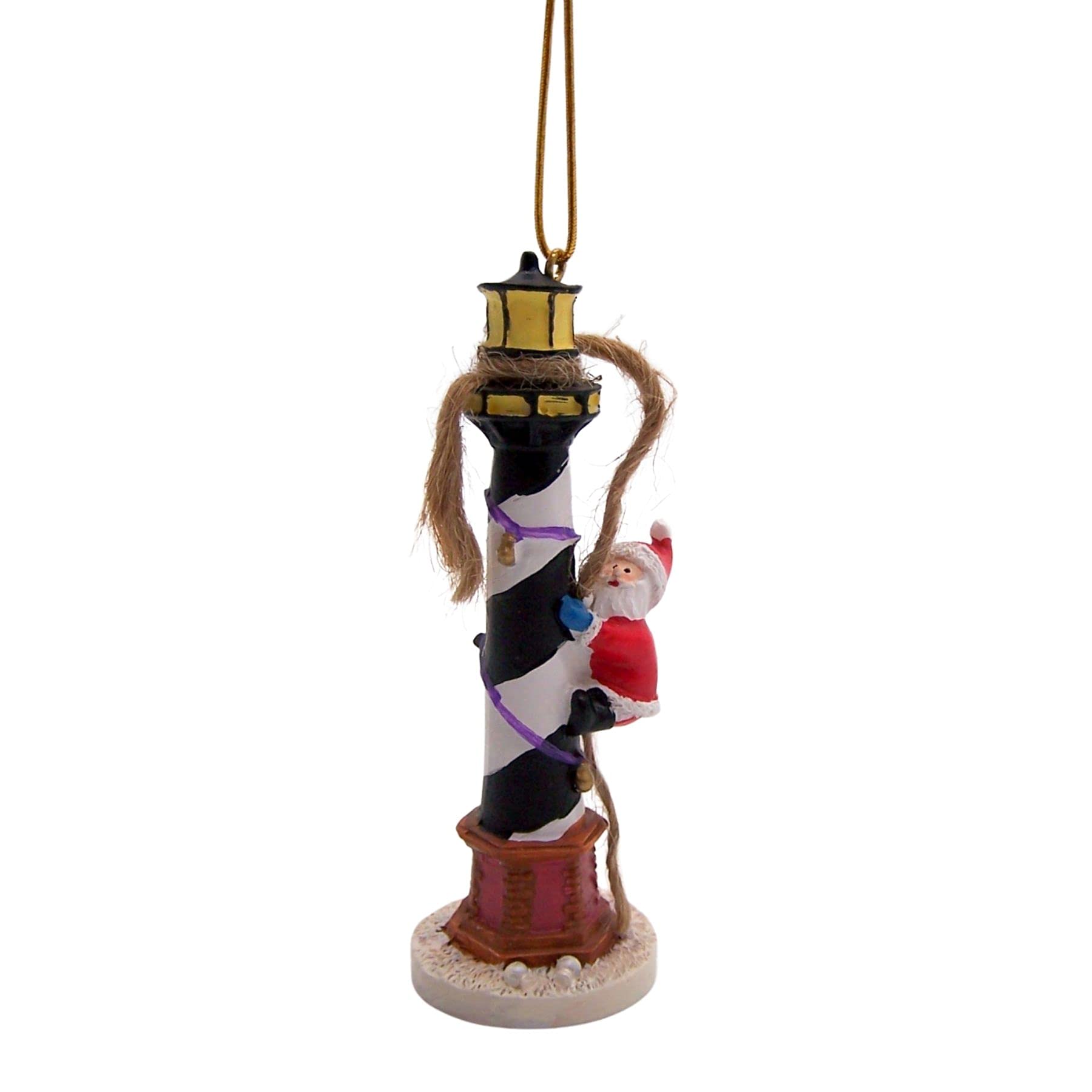 WowserSanta Climbing Lighthouse Christmas Ornament, Holiday Décor, Nautical Theme, 4 Inches