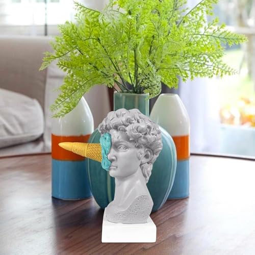 Estatua decorativa cabeza David helado de resina azul 16cm miniatura 4