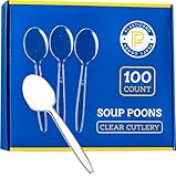 Plasticpro Disposable Clear Plastic Soup Spoons Heavyweight 100 Count