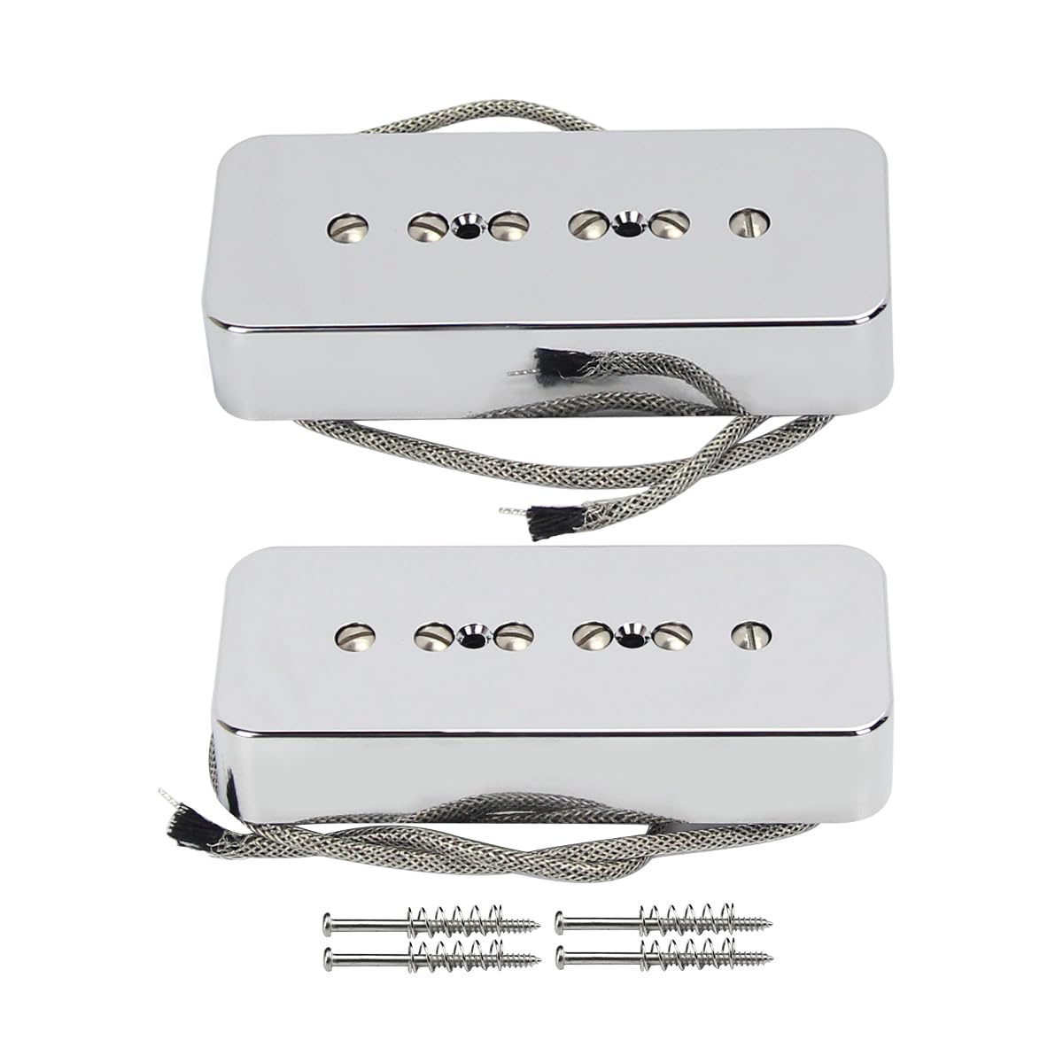 Alnico 5 P90 Soapbar Single Coil Pickup Hals Steg Pickups Set Tonabnehmer für LP P90 E-Gitarre, Chrom