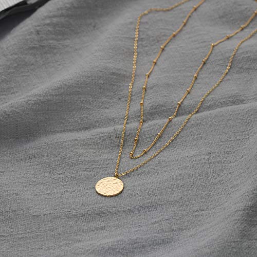 Befettly Moon Pendant Necklace - 14K Gold Fill Dainty Hammered Moon Phase Choker4