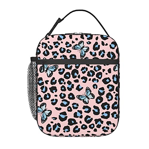Butterfly Wild Leopard Lunch Box For Women Men Girls Boys,Reusable Insulated Portable Lunch Bag,Leakproof Cooler Adjustable Handle Large Capacity Meal Tote Bag For Work Picnic School Travel #TOP17