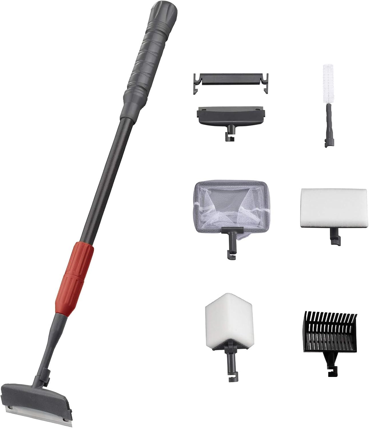 UPETTOOLS Aquarium Clean Tool 6 in 1 Fish Tank Cleaning Kit Algae Scraper Scrubber Pad Adjustable Long Handle Fish Tank Brush Cleaner Set : Pet Supplies