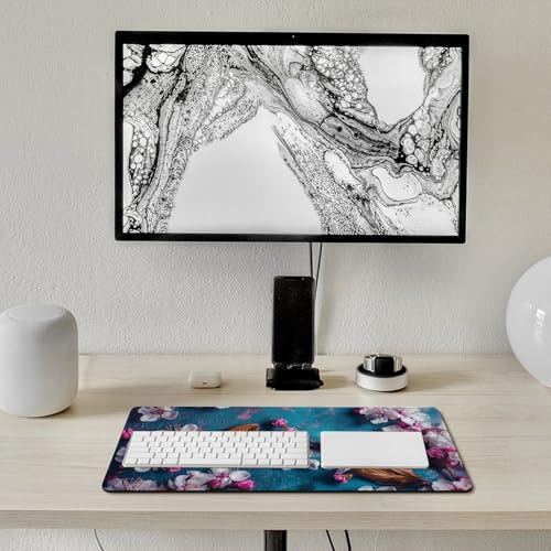 Tapis de souris caoutchouc imprimé fleurs bleu antidérapant pour ordinateur - 7