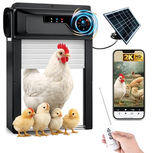 Poulailler étanche automatique à énergie solaire avec minuteur caméra télécommande – Poulailler électrique alimenté par batterie avec vision nocturne – Mécanisme de sécurité protégé contre les