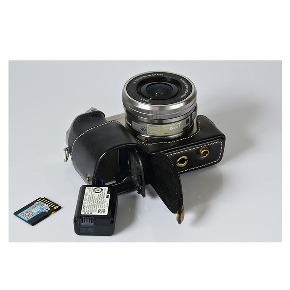 Borsa per Fotocamera in Pelle PU Premium, Custodia per La Protezione della Fotocamera, per Sony A6000 / A6300 / A6400, Contro Polvere, Graffi E Danni,caffè