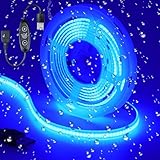 KXZM DC 5V USB COB Blue LED Strip Light Dimmable IP65 Waterproof USB Powered 6.6ft/2M 640LEDs with Dimmer High Brightness Flexible LED Tape Lights