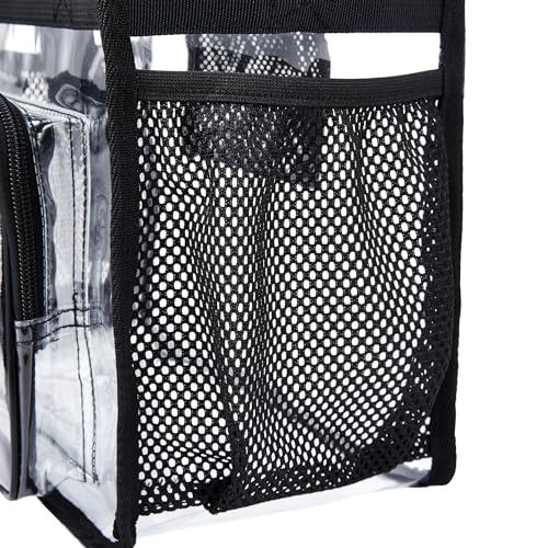 Image of Clear Tote Bag Transparent Stadium Shoulder for Women Clear Cross Body Messenger with Front Pocket and Adjustable Strap 2pack