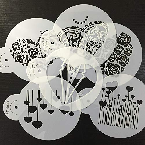 ART Kitchenware 6pcs Wedding Cookie Stencil Set (Suits,Dress,Heart,Roses) Fondant Cake Stenciling Sugarcraft Decor Stencil Laser Cut Stencils (2.76\")