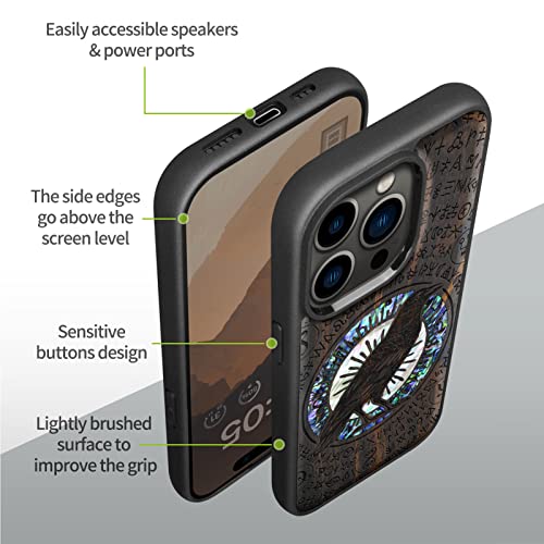 Carveit Designer Wooden Case For Iphone 14 Pro Max Magnetic Case Cover [Wood Engraving & Shell Inlay] Unique Wood Phone Case Compatible With Magsafe Case 6.7 Inch (Witchcraft Raven-Blackwood) #TOP5