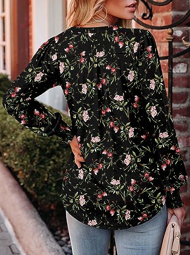 BETTE BOUTIK Long Sleeve Shirts for Women Fall Tops Dressy Blouses Pleated V Neck Tunic Tops for Leggings S-3XL