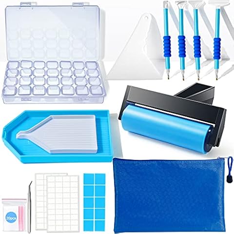 Suptikes Diamond Painting Accessories,Diamond Painting Tools with Cute Blue Roller and Diamond Embroidery Box for DIY Diamond Painting Art Cover