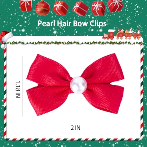 Pinzas para el cabello con lazo de perla rojo miniatura 2