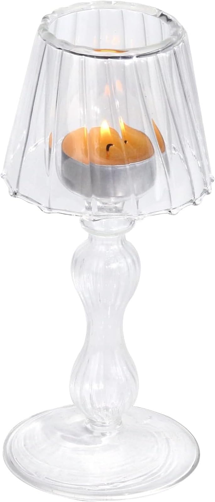 THE WHITE SHOP Clear Glass Votive Candle Holder - Glass Tealight Hurricane Decorative Lamp Shaped for Table Wedding Dinning Centerpieces Party Supplies (Size : A)