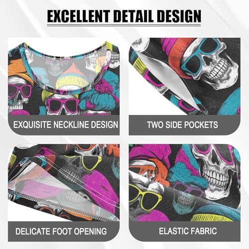 Sugar Skull Skeleton Gothic Pajama Set Pajamas Sleepwear Nightwear Loungewear Clothes Set B04029844