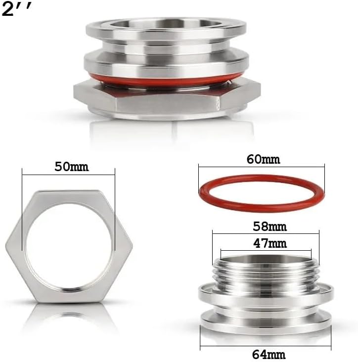 2'' Tri-Clamp Weldless Bulkhead Compression Fitting Stainless Steel SS304