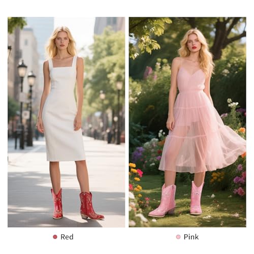 Image of Western Cowboy Boots for Women Rhinestone Cowgirl Boot with Low Block Heel Embroidery Sparkly Short Ankle Booties Walking Bootie for Country Concert Disco Outfits