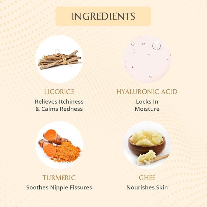 Image of AreoVeda Natural Nipple Butter (25 gm x 2) | Lanolin- Free Nipple Cream For New Moms | Soothes Sore & Dry Nipples| Turmeric & Ghee | No Wipe Off Needed | Breastfeeding Safe | Dermatologically Tested